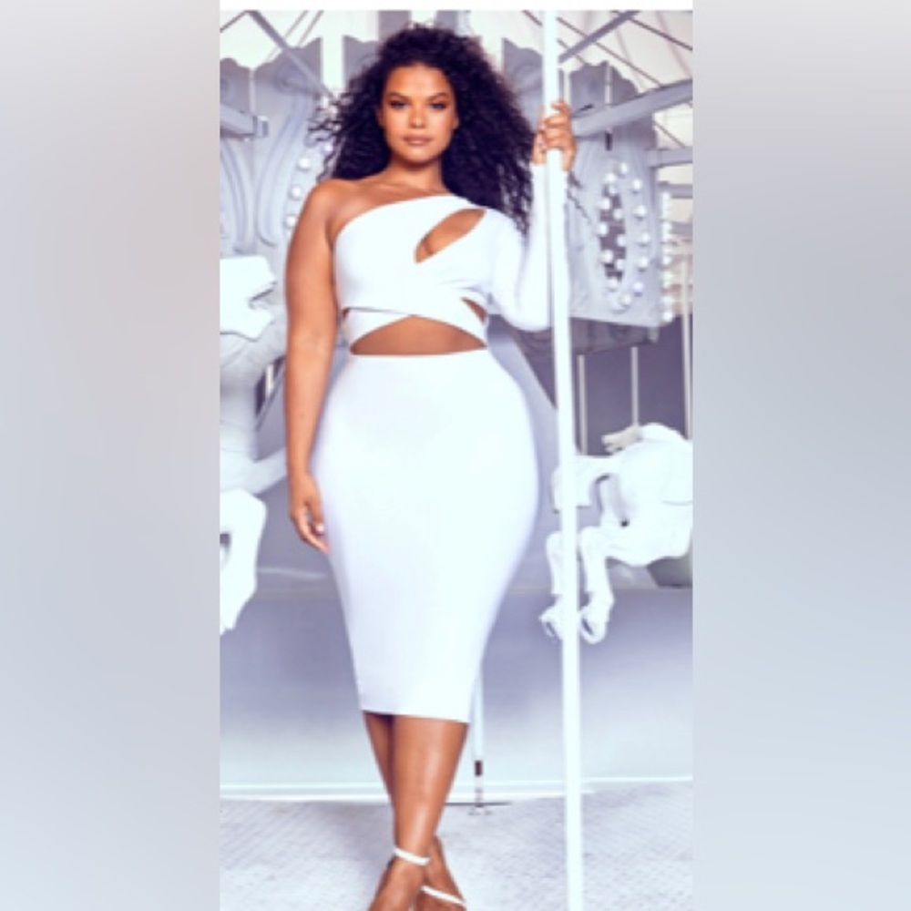 White plus cut out one shoulder  dress ordered an extra on accident